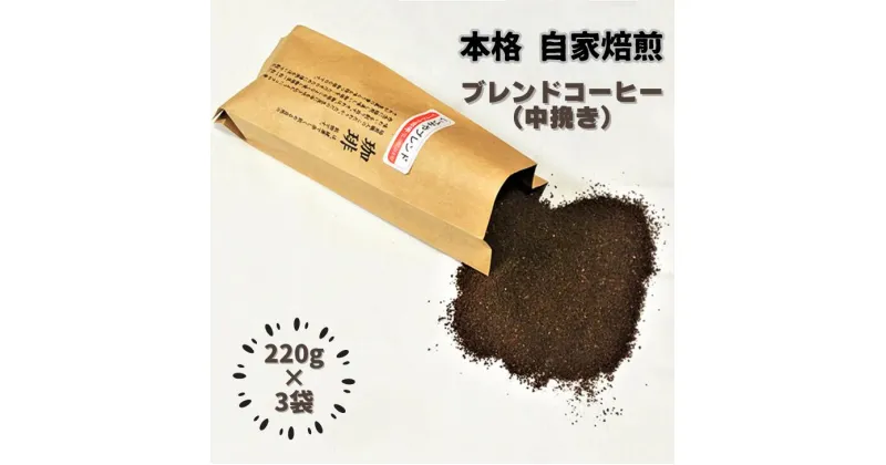 【ふるさと納税】自家焙煎いづみやブレンドコーヒー（粉）220g×3袋：B120-019