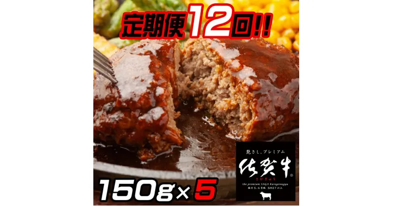 【ふるさと納税】【定期便12回】佐賀牛入りハンバーグ 5個：C115-004