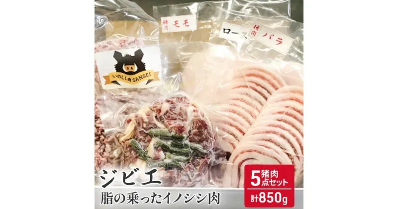 【ふるさと納税】猪肉 5点 セット 合計850g ジビエ 肉 お肉 イノシシ肉 ミンチ バラ ロース モモ　鳥栖市