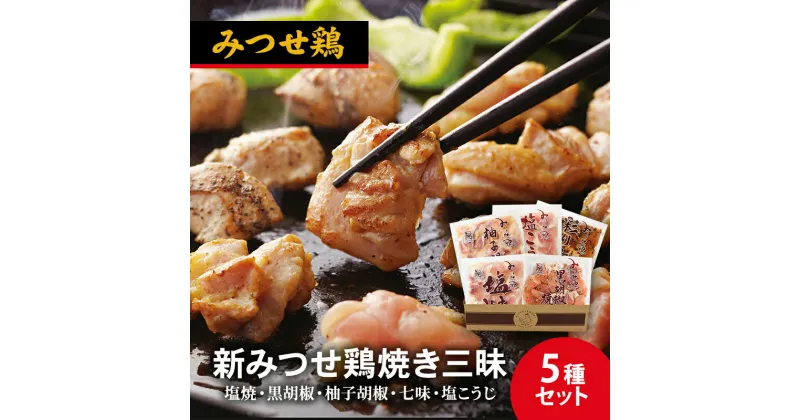 【ふるさと納税】鶏肉 新みつせ鶏焼き三昧 5種 セット 塩焼 黒胡椒 柚子胡椒 七味 塩こうじ みつせ鶏 肉 お肉 鳥肉 BBQ おつまみ おかず　鳥栖市