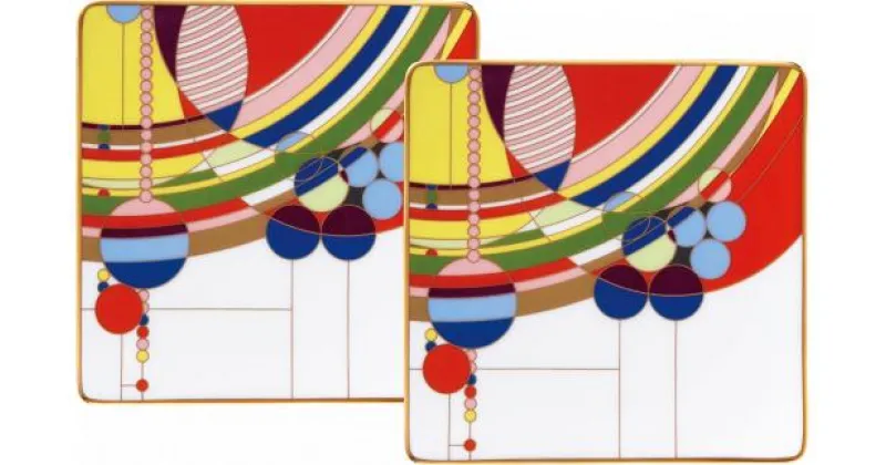 【ふるさと納税】フランク・ロイド・ライト デザイン テーブルウェア(マーチバルーンズ)15cmスクエアプレートペアセット H1021