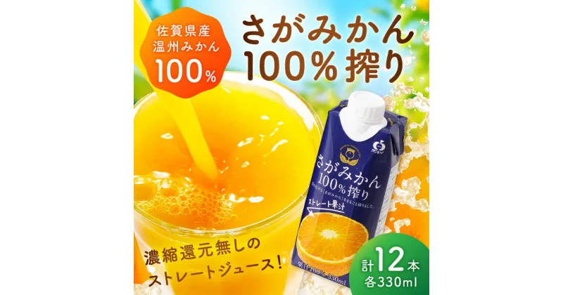 【ふるさと納税】【佐賀県産温州みかん使用】 みかんジュース さがみかん100％搾り 330ml×12本 A040