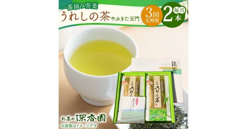 【ふるさと納税】【3回定期便】一番摘み茶葉使用 うれしの茶 2本入（やぶきた 玉門 100g×2本） /お茶の深香園[UAF007] 茶 お茶 緑茶 茶葉