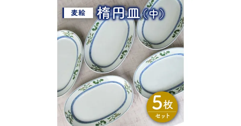 【ふるさと納税】【有田焼】麦絵楕円皿 (中) 5枚セット /宮崎陶器[UBE015]