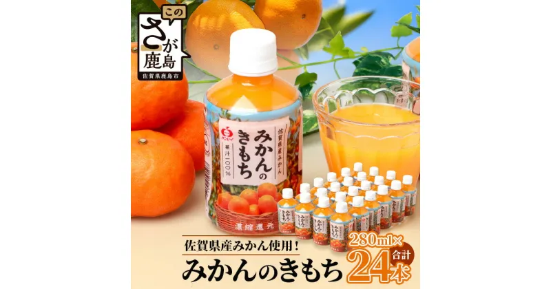 【ふるさと納税】 みかんジュース 果汁100% みかんのきもち ペットボトル 280ml × 24本 | みかんジュース ジュース 温州みかん みかん ミカン 蜜柑 飲み物 飲料 国産 佐賀県産 佐賀県 鹿島市 ふるさと 安心 満足 美味しい フレッシュ 人気 リピーター 送料無料 B-192