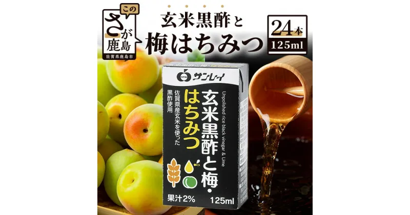 【ふるさと納税】玄米黒酢と梅はちみつ 125ml×24本 清涼飲料水 サンレイ 紙パック 飲料 飲み物 佐賀県 鹿島市 さわやか サッパリ 健康 美容 抗酸化作用 リピーター 美味しい 人気送料無料 B-153