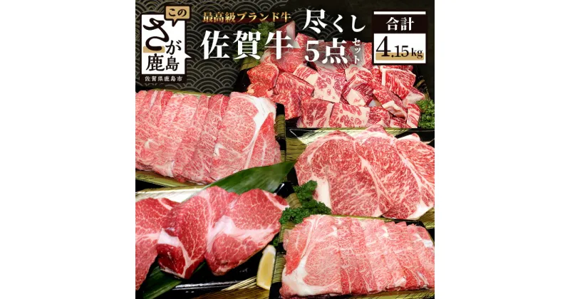 【ふるさと納税】最高級 佐賀牛尽くし 5点 セット 総計4.15kg 和牛 佐賀 牛肉 牛 肉 ヒレステーキ サーロイン すきやき しゃぶしゃぶ サイコロステーキ 佐賀産 佐賀県 鹿島市 冷凍 ご褒美 家族 ファミリー向け 大容量 満足 おすすめ バーベキュー 焼肉 送料無料 V-9