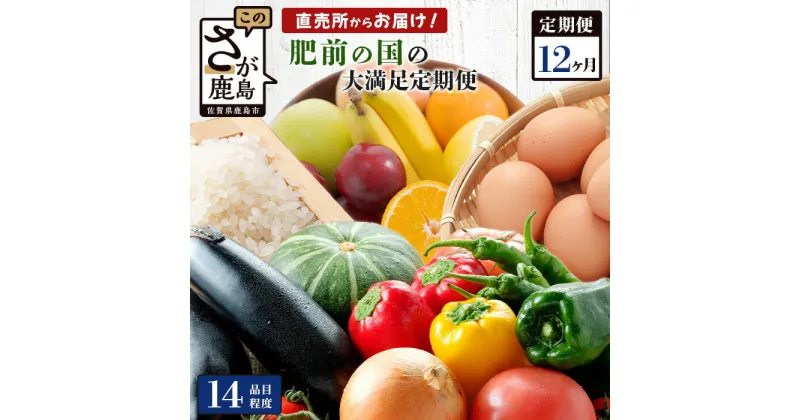 【ふるさと納税】【定期便】野菜 米 フルーツ 卵 定期便 肥前の国 お楽しみ 大満足 セット 12回 14品目程度 | ふるさと納税 野菜 定期便 定期 12ヶ月 やさい フルーツ 果物 米 お米 卵 特産品 詰め合わせ 旬 新鮮 産地直送 大容量 ふるさと 佐賀県 鹿島市 人気 送料無料 N-9