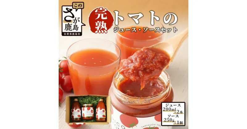 【ふるさと納税】完熟トマトジュース2本＆ソース1個 セット トマトジュース200ml×2本 トマトソース250g×1個 無添加 完熟トマト セット 詰め合わせ Ricotomato リコトマト 野菜 佐賀県 鹿島市 送料無料 B-322