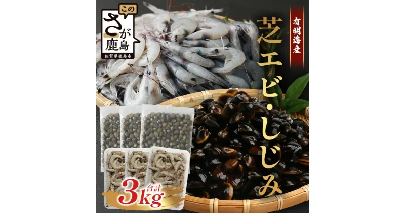 【ふるさと納税】【緊急支援品】冷凍 芝エビ (1.5kg) シジミ (1.5kg) セット 合計3kg 真エビ 急速冷凍 活き締め 芝海老 えび 海老 しじみ 砂抜き済 魚貝類 海鮮 貝 佐賀県 鹿島市 国産 詰め合わせ 送料無料 B-392