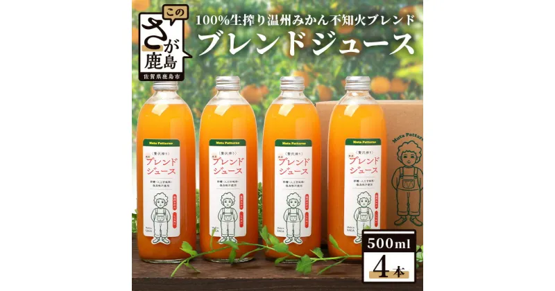 【ふるさと納税】100% 生搾り ストレートジュース 鹿島市産 温州みかん 不知火 ブレンドジュース 500ml×4本 佐賀県 鹿島市 送料無料 B-539