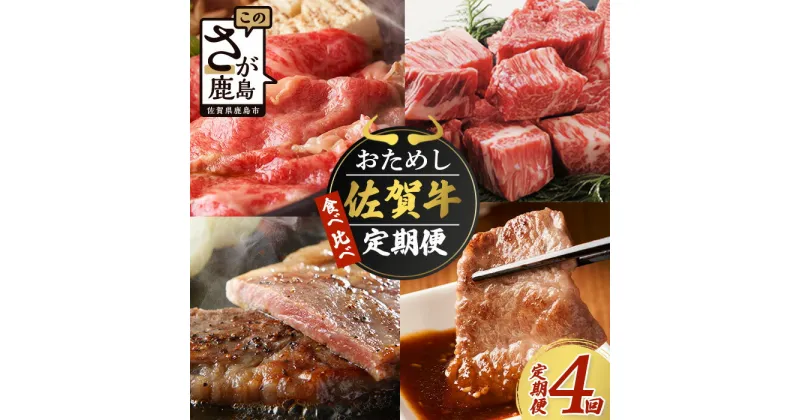 【ふるさと納税】【定期便 4回】佐賀牛 牛肉 食べ比べ 4ヶ月 お試し 定期 | ふるさと納税 和牛 黒毛和牛 佐賀牛 ブランド牛 牛肉 国産 焼肉 すき焼き しゃぶしゃぶ サイコロステーキ ステーキ 冷凍 佐賀県 鹿島市 人気 送料無料 G-58