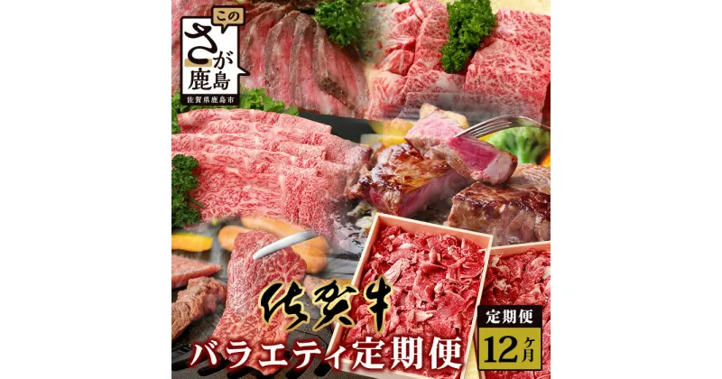 【ふるさと納税】【定期便12回】高級肉 佐賀牛 バラエティ 定期便 肩ロース モモ 切落し サイコロステーキ 焼肉 ローストビーフ 人気 ご褒美 オススメ イチオシ 黒毛和牛 美味しい 満足 送料無料 V-48