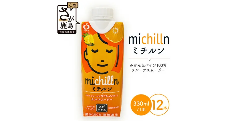 【ふるさと納税】 果汁ミックスジュース ミチルン　 330ml × 12本 　ふるさと納税 みかんジュース 　パインアップル　ジュース 温州みかん みかん ミカン 蜜柑 飲み物 飲料 国産 佐賀県産 佐賀県 鹿島市 ふるさと 安心 満足 美味しい フレッシュ 人気 送料無料 B-763