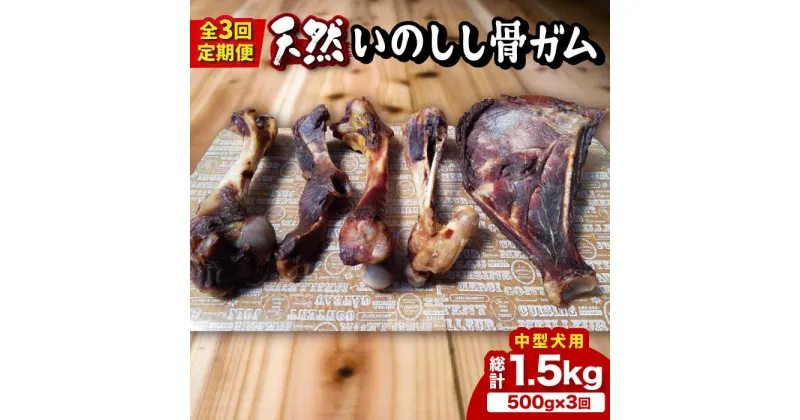 【ふるさと納税】【全3回定期便】＜中型犬用・大容量＞スモーキーな香りが食欲をそそる！天然いのしし骨ガム500g 総計1.5kg（肩甲骨もしくは橈骨） 吉野ヶ里町/まちづくり会株式会社 [FBK049]