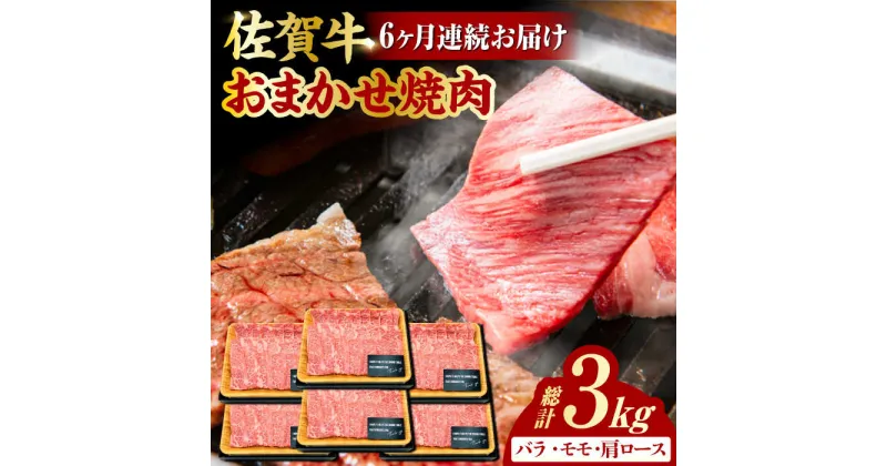 【ふるさと納税】【6回定期便】 艶さし！ 佐賀牛 焼肉用 計3kg （500g×6回） ※バラ・肩ロース・モモのいずれかの部位※ 吉野ヶ里町 [FDB034]