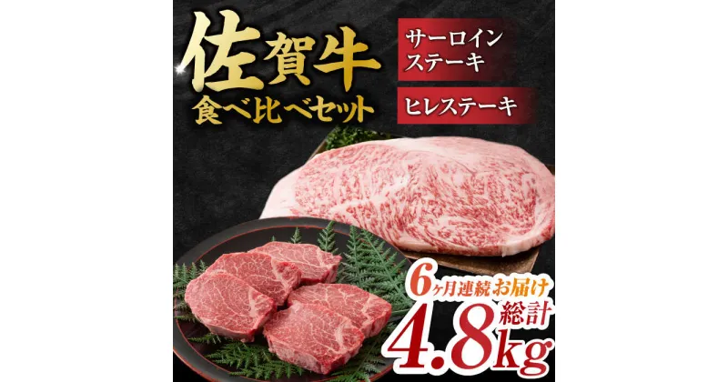 【ふるさと納税】【6回定期便】艶さし！ 佐賀牛 ヒレステーキ＆サーロインステーキ 食べ比べ セット 計4.8kg （ヒレ150g・サーロイン250g×各2枚×6回） 吉野ヶ里町 [FDB037]