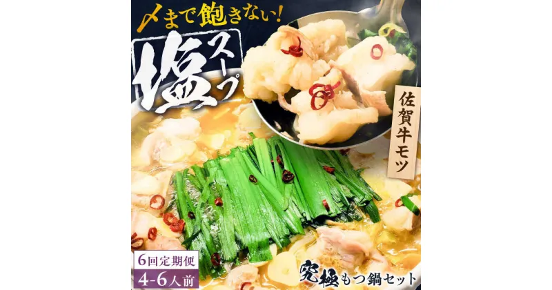 【ふるさと納税】【全6回定期便】何度食べても飽きない美味しさ！こだわり佐賀牛100% もつ鍋セット 1kg(250g×4) 4~6人前 スープ・ちゃんぽん麺付 吉野ヶ里町/やきとり紋次郎[FCJ102]