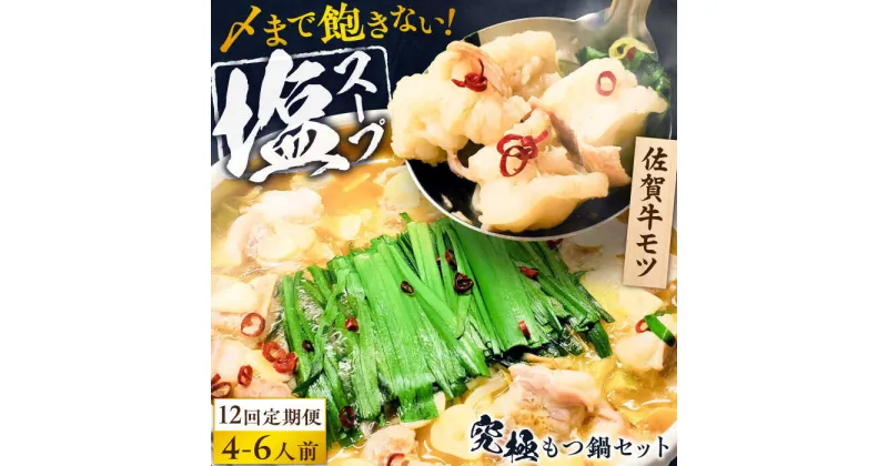 【ふるさと納税】【全12回定期便】何度食べても飽きない美味しさ！こだわり佐賀牛100% もつ鍋セット 1kg(250g×4) 4~6人前 スープ・ちゃんぽん麺付 吉野ヶ里町/やきとり紋次郎[FCJ103]