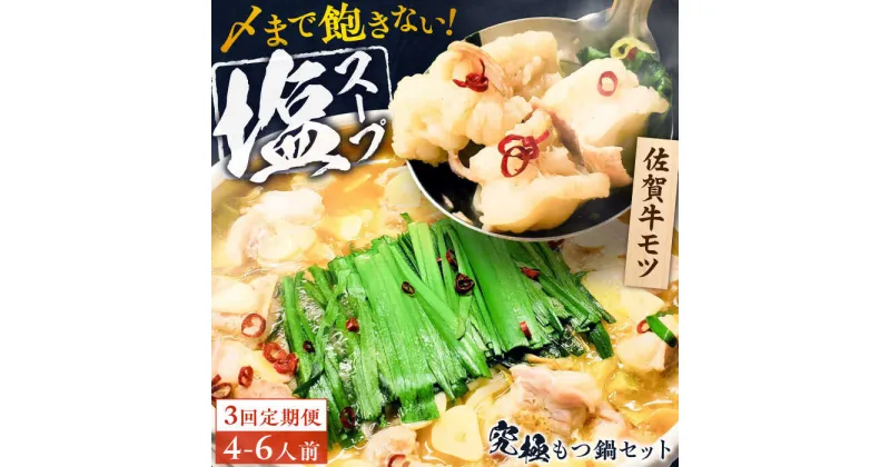 【ふるさと納税】【全3回定期便】何度食べても飽きない美味しさ！こだわり佐賀牛100% もつ鍋セット 1kg(250g×4) 4~6人前 スープ・ちゃんぽん麺付 吉野ヶ里町/やきとり紋次郎[FCJ101]