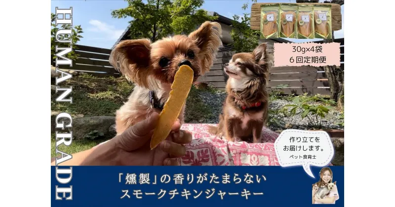 【ふるさと納税】犬の無添加おやつ☆燻製の香りがたまらないスモークチキンジャーキー【6回定期便】（FB151）