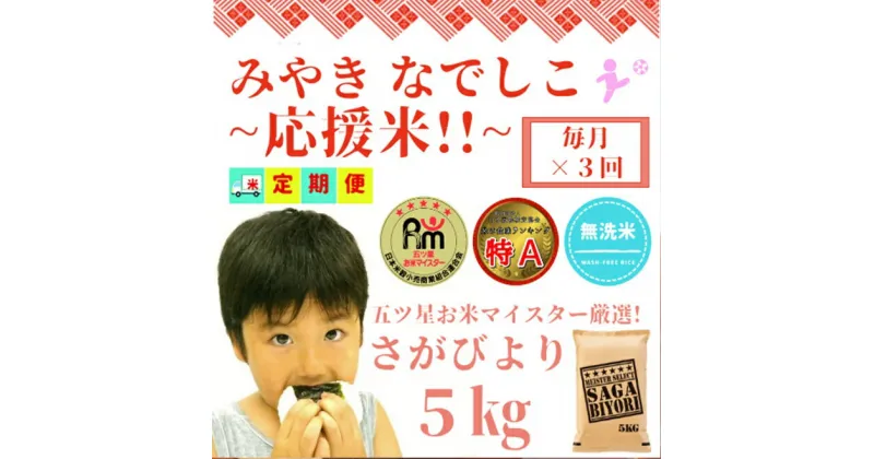 【ふるさと納税】【みやきなでしこ】応援米【3回定期便】【無洗米】さがびより5kg（CI768）