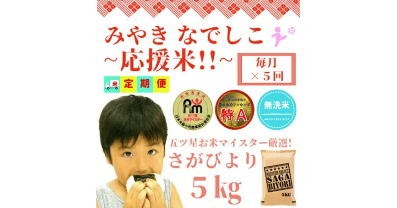 【ふるさと納税】【みやきなでしこ】応援米【5回定期便】【無洗米】さがびより5kg（CI747）