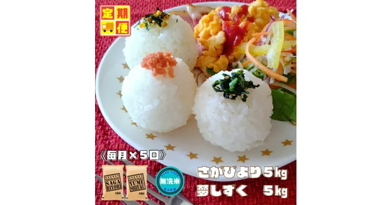 【ふるさと納税】【無洗米食べ比べ！】さがびより5kg夢しずく5kg【5回定期便】（CI754）