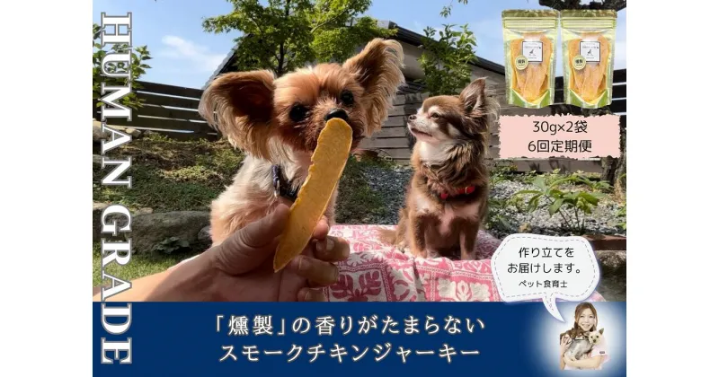 【ふるさと納税】犬の無添加おやつ☆燻製の香りがたまらないスモークチキンジャーキー【6回定期便】（FB166）