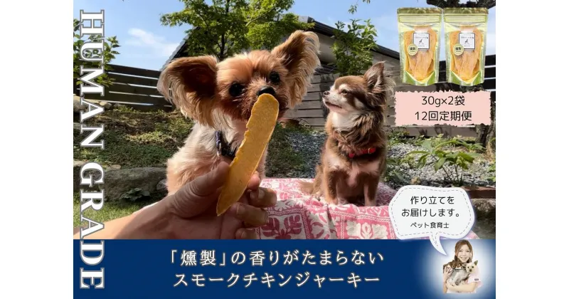 【ふるさと納税】犬の無添加おやつ☆燻製の香りがたまらないスモークチキンジャーキー【12回定期便】（FB167）