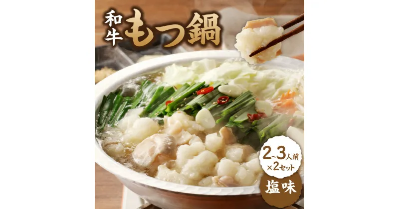 【ふるさと納税】食工房すいぐん 国産和牛もつ鍋（塩味）2〜3人前×2セット ／ 牛もつ もつ鍋 醤油 鍋セット 鍋 ちゃんぽん麺 小腸 国産 佐賀県 玄海町 冷凍 おすすめ 送料無料