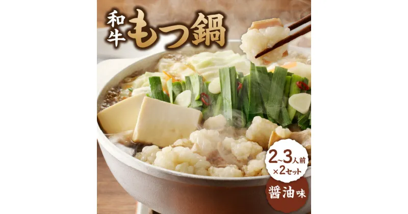 【ふるさと納税】食工房すいぐん 国産和牛もつ鍋（醤油味）2〜3人前×2セット ／ 牛もつ もつ鍋 醤油 鍋セット 鍋 ちゃんぽん麺 小腸 国産 佐賀県 玄海町 冷凍 おすすめ 送料無料