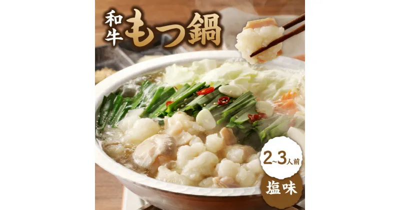 【ふるさと納税】食工房すいぐん 国産和牛もつ鍋（塩味）2〜3人前 ／ 牛もつ もつ鍋 醤油 鍋セット 鍋 ちゃんぽん麺 小腸 国産 佐賀県 玄海町 冷凍 おすすめ 送料無料