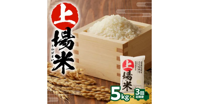 【ふるさと納税】上場米こしひかり定期便（5kg×3ヶ月）／ コシヒカリ こしひかり 米 お米 精米 白米 ご飯 棚田 上場米 数量限定 定期便 佐賀県 玄海町 常温 送料無料