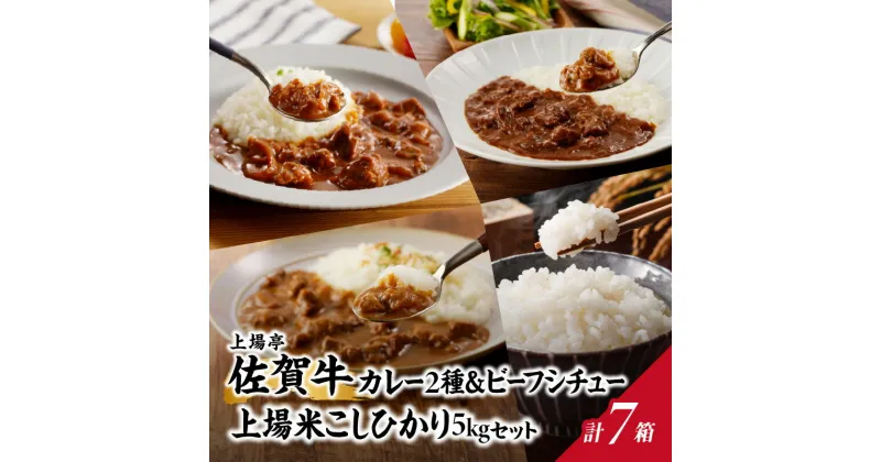 【ふるさと納税】上場米5kg・上場亭カレー3箱＆極美カレー・ビーフシチュー各2箱セット