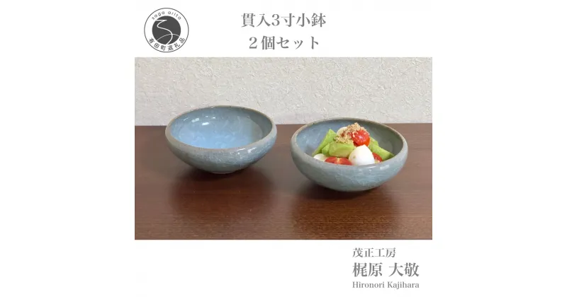 【ふるさと納税】貫入3寸(10cm)小鉢2個セット 有田焼 青磁 食器 作家 梶原大敬 茂正工房 14000円 A14-35