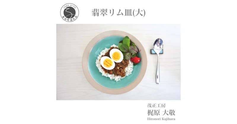 【ふるさと納税】翡翠リム皿（大）カレー皿 パスタ皿 食器 深め 梶原大敬 茂正工房 A25-330