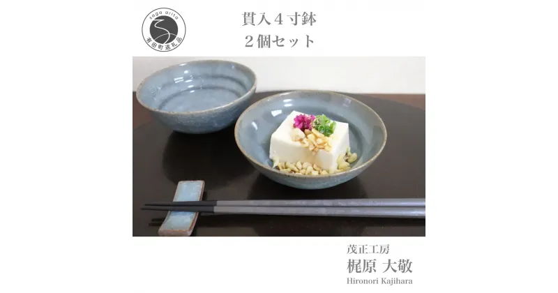 【ふるさと納税】有田焼 貫入4寸（12cm）小鉢2個セット 青磁 食器 鉢 うつわ 作家 梶原大敬 茂正工房 A20-504