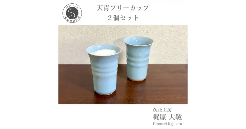 【ふるさと納税】有田焼 天青フリーカップ2個セット 青磁 食器 ビアカップ うつわ 作家 梶原大敬 茂正工房 A25-453