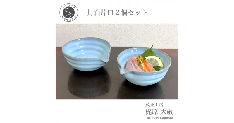 【ふるさと納税】有田焼 月白片口2個セット 青磁 食器 小鉢 酒器 うつわ 作家 梶原大敬 茂正工房 A30-458