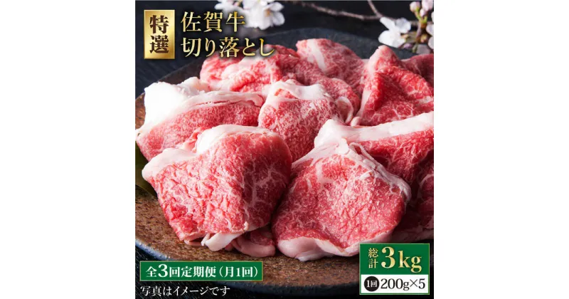 【ふるさと納税】【全3回定期便】佐賀牛 小分け 切り落とし 1kg ( 200g 5パック ) 【肉の三栄】 [HAA080]