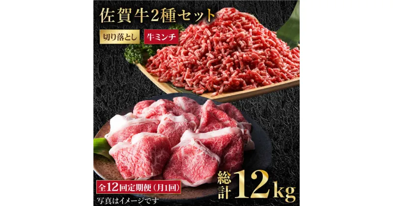 【ふるさと納税】【全12回定期便】佐賀牛 ミンチ ＆ 切り落とし 1kg ( 500g 2種 ) 【肉の三栄】 [HAA086]