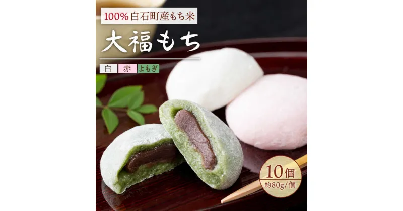 【ふるさと納税】白石産もち米使用 大福もち(白、赤、よもぎ) 10個入り お菓子 和菓子 冷凍 【五反田茶屋】[IAM002]