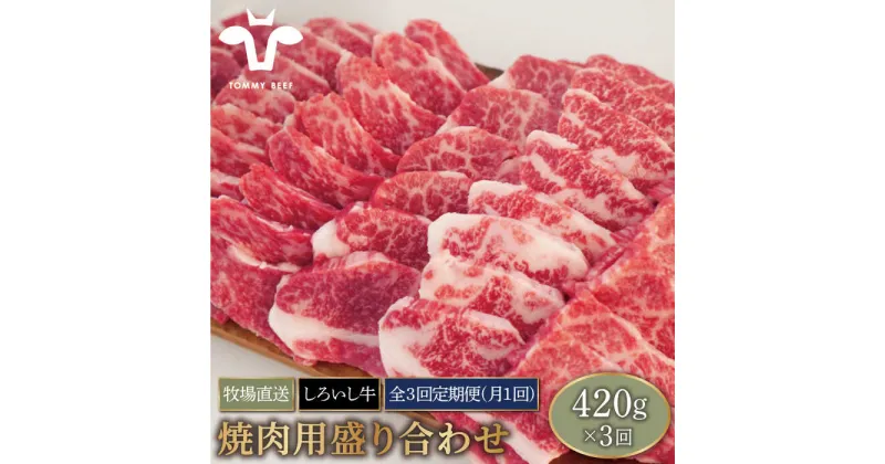 【ふるさと納税】【牧場直送】【3回定期便】佐賀県産しろいし牛 焼肉用盛り合わせセット（希少部位）各回420g【有限会社佐賀セントラル牧場】モモ カタ 肩 バラ 肉 お肉 牛肉 焼き肉 BBQ 冷凍 [IAH045]