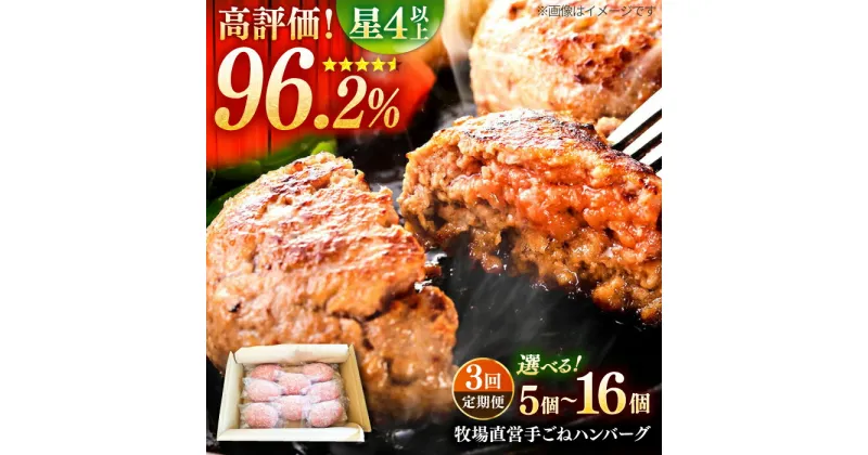 【ふるさと納税】【全3回定期便】牧場直営店の手作りハンバーグ（5個、8個、16個）【川崎畜産】お肉 肉 冷凍 加工品 おかず 惣菜 [IAX011]