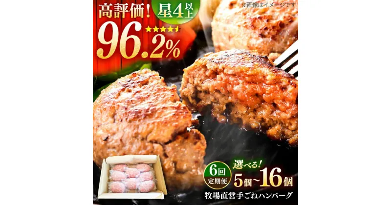 【ふるさと納税】【全6回定期便】牧場直営店の手作りハンバーグ（5個、8個、16個）【川崎畜産】お肉 肉 冷凍 加工品 おかず 惣菜 [IAX012]