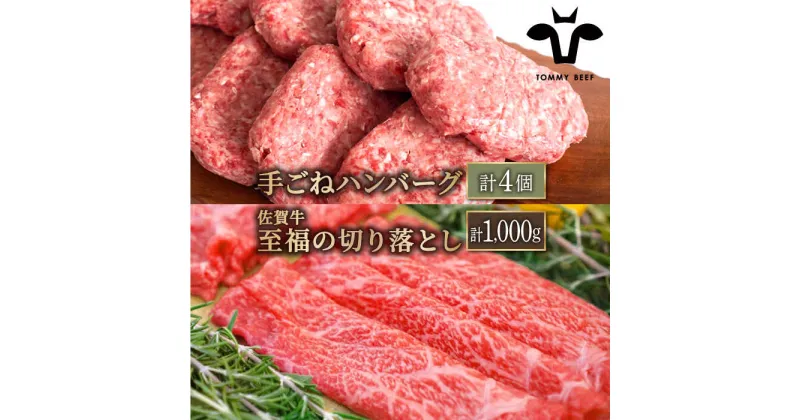 【ふるさと納税】【牧場直送】人気返礼品セット！手ごねハンバーグ 4個＆佐賀牛 切り落とし 1000g（250g×4パック）【有限会社佐賀セントラル牧場】切落し 詰め合わせ 牛肉 肉 お肉[IAH131]