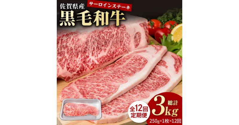 【ふるさと納税】【12回定期便】佐賀県産 黒毛和牛 贅沢 サーロイン ステーキ 250g×1枚【株式会社いろは精肉店】お肉 肉 牛肉 冷凍 和牛 [IAG086]