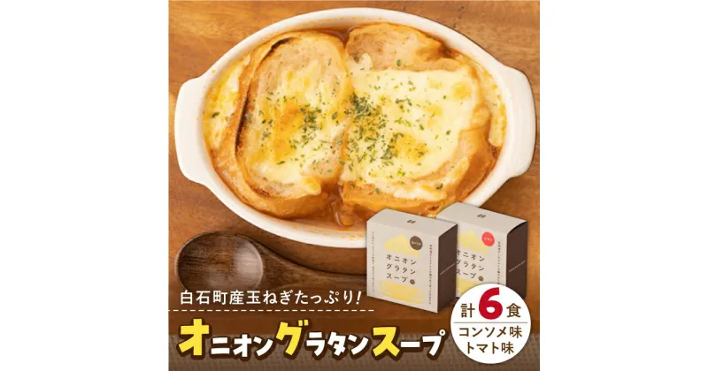 【ふるさと納税】【美味しく時短！】白石産玉ねぎの オニオングラタンスープ 2種セット【ギフト箱入り】【りんふぁーむ】 [ICN005]