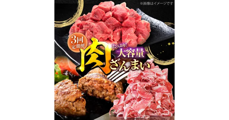 【ふるさと納税】【3回定期便】肉ざんまい定期便 大家族 大容量 たっぷり/黒毛和牛 牛肉 バラエティー 定期 個梱包ハンバーグ【川崎畜産】[IAX048]